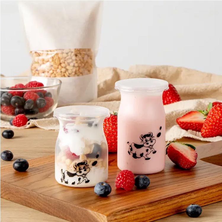 Heat-resistant PP 120ml plastic pudding bottle yogurt cup with lid