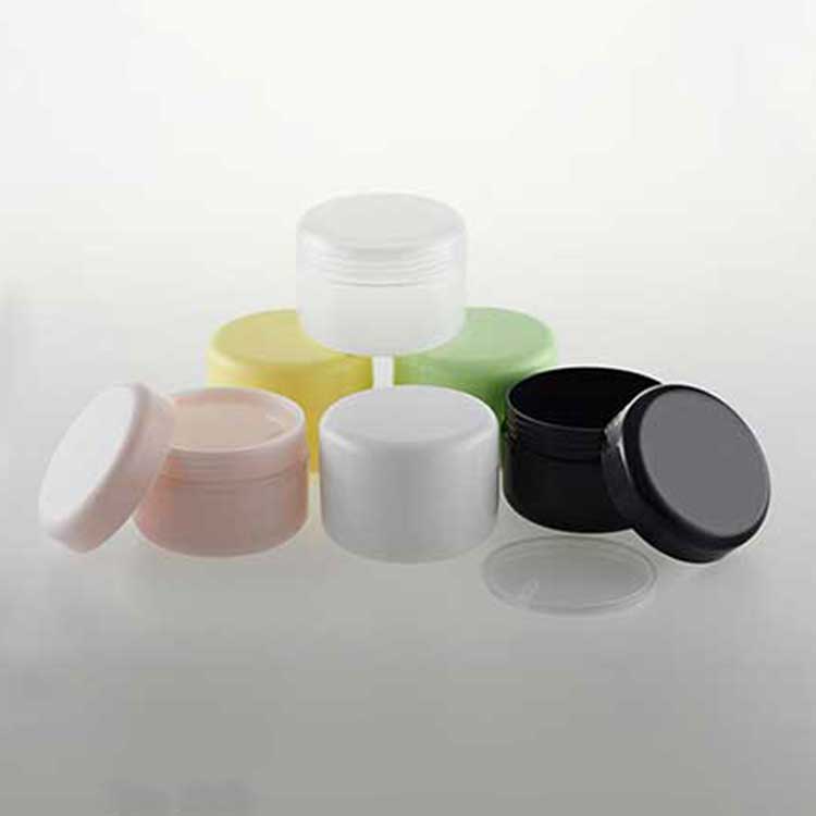 Custom color 4oz plastic beauty jars with dome lids for skincare