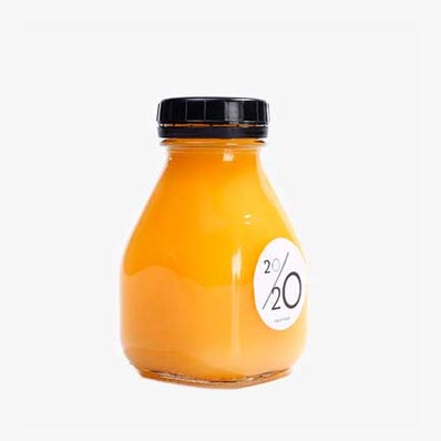 Empty transparent 16oz square glass juice bottle with tamper evident caps