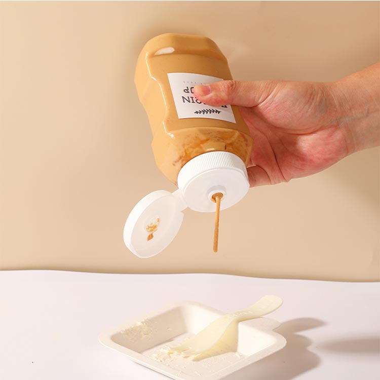 Squeezable 360ml empty plastic mayonnaise bottle with flip lid bulk