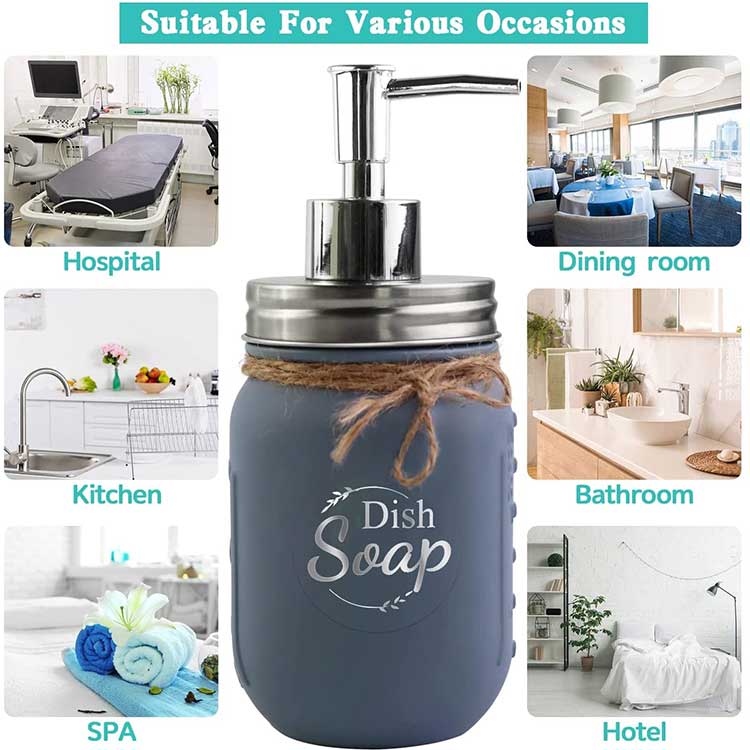 Wide mouth 500ml plastic mason jar soap dispenser with lid and custom color