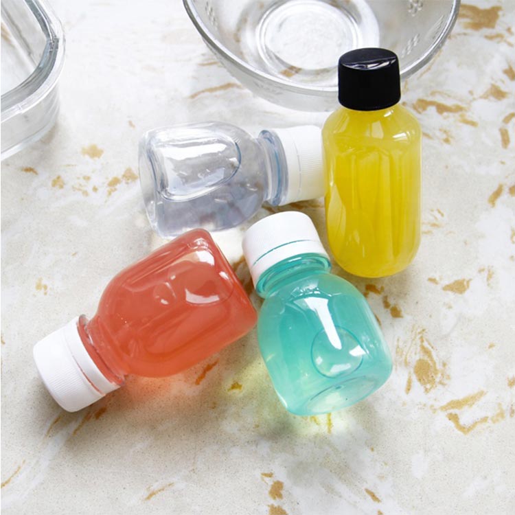 Free sample 2oz 60ml clear PET juice bottles with tamper evident caps