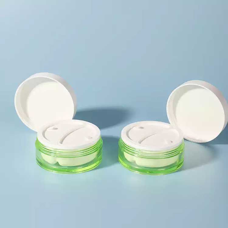 Bulk sale 80ml green plastic sample jars with lids for cosmetic packaging