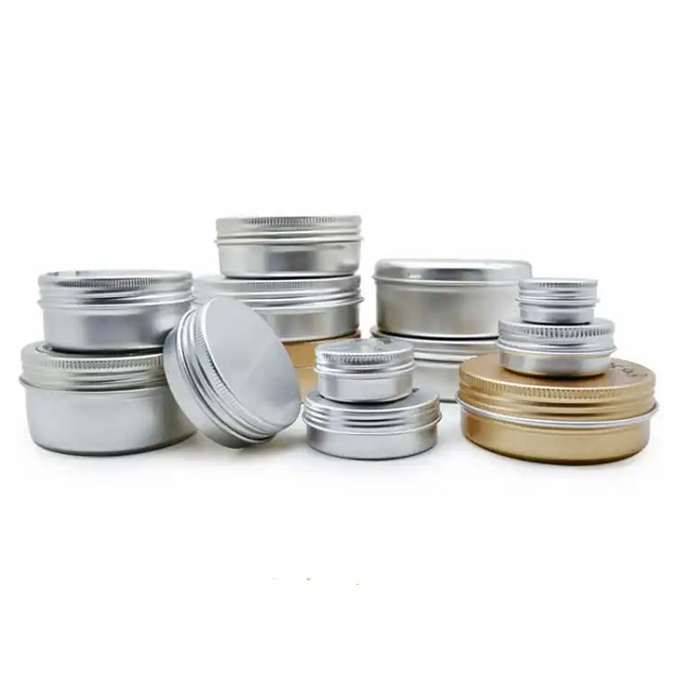 Custom size 100ml empty cosmetic aluminum jars with lids bulk