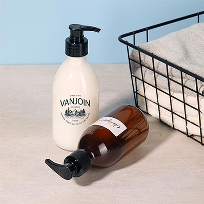 Refillable 16oz amber glass lotion bottle with pump from China supplier
