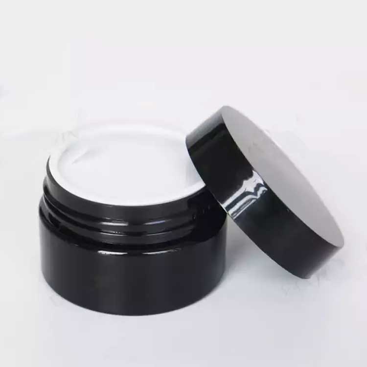 Best seller 50ml black plastic cream jar with aluminum lid 