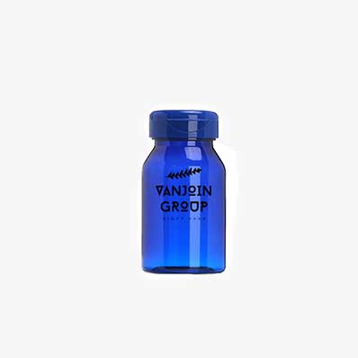 Medicine packer container empty 100ml PET cobalt blue plastic pill bottle with snap cap 38-400 neck