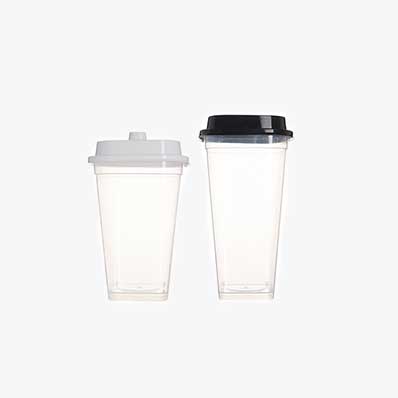 Empty clear 500ml square boba tea plastic cups with lids for Smoothie Milkshake Bubble Tea Parfait