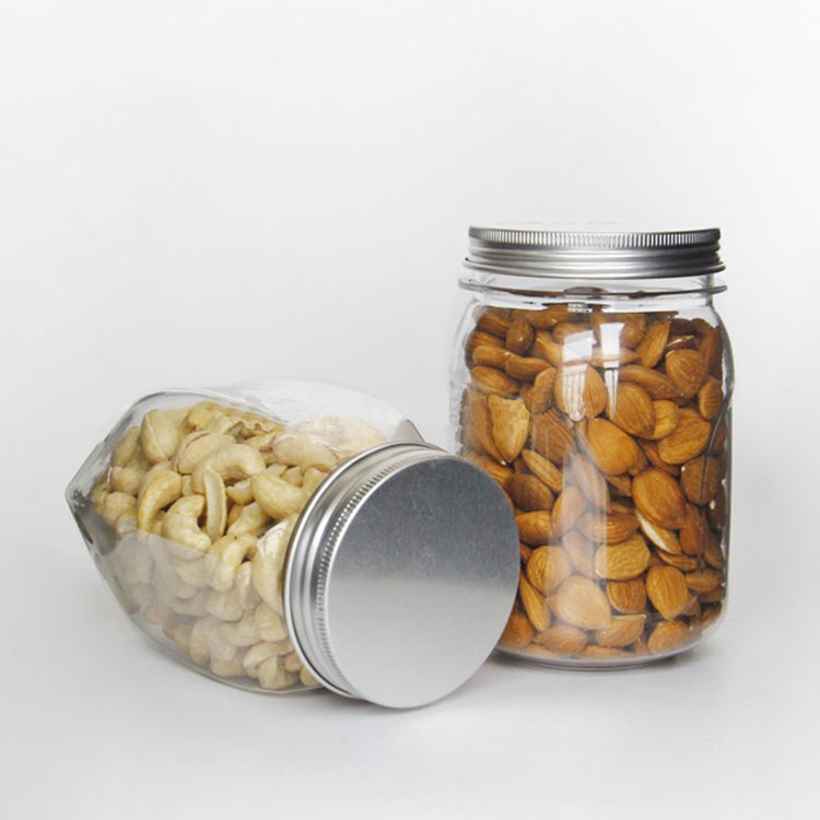 High quality clear 24oz plastic jars with screw lids for dry fruit and nuts storage