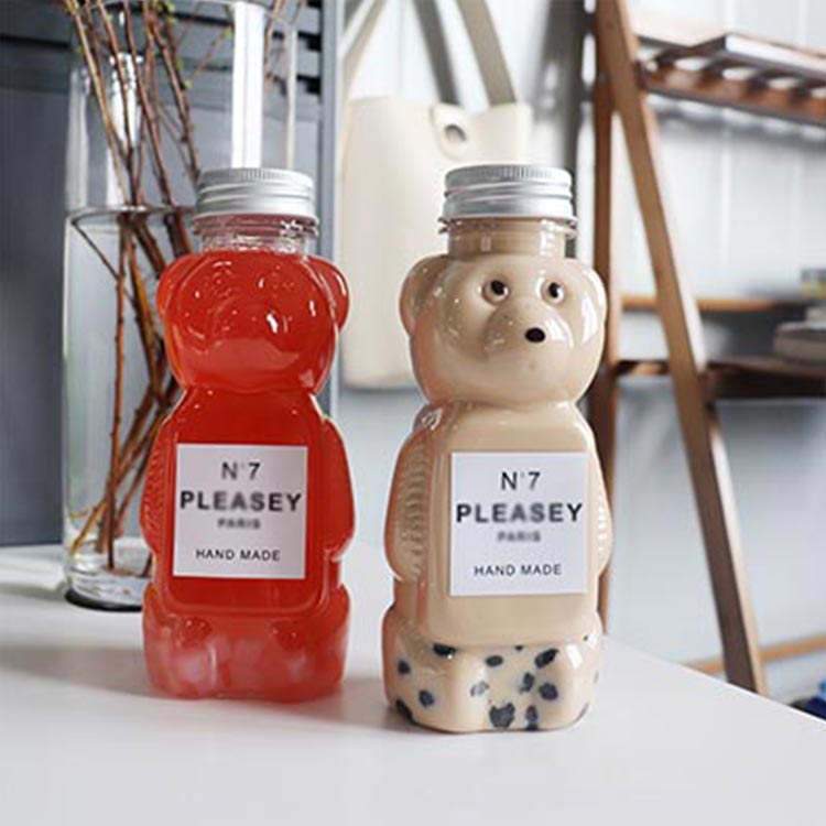 New arrival cartoon shape clear 500ml plastic bear bottle for juice