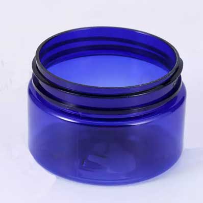 Wholesale PET 250ml cobalt blue plastic jar with screw lid for body lotions