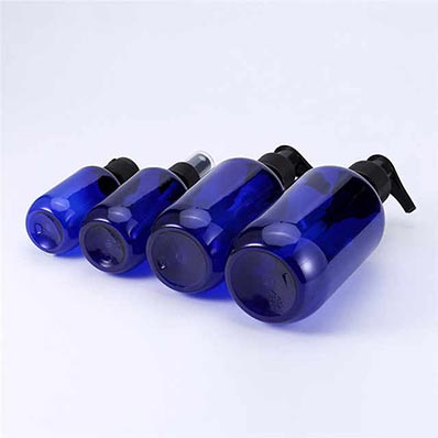 Reusable cheap 250ml cobalt blue plastic pump bottle with factory price
