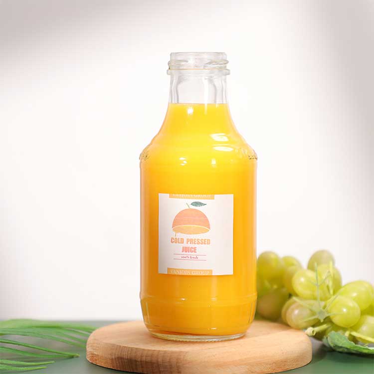 Wholesale clear cold pressed 16oz glass juice storage bottles with screw caps