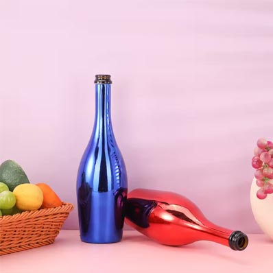 Wholesale empty 750ml colored glass wine bottles with corked lids