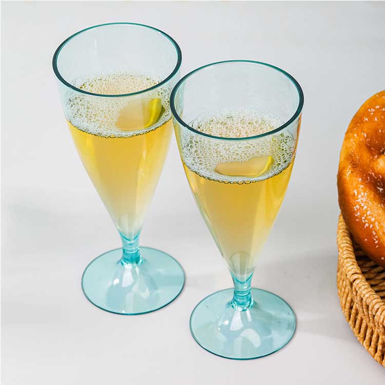 Multi-used dishwasher safe colored wine glasses plastic champagne flutes for party wedding bar