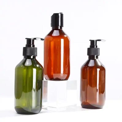 Custom label PET 16oz amber empty shampoo pump bottle