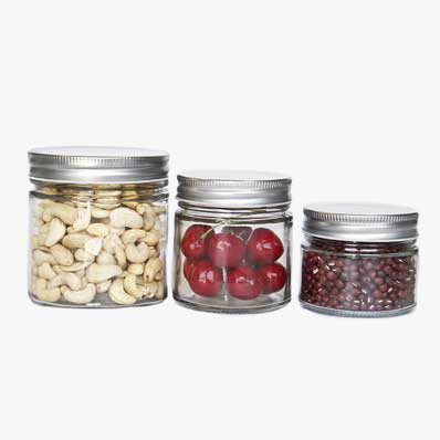 Food grade 12oz empty clear food storage jars with metal lids wholesale