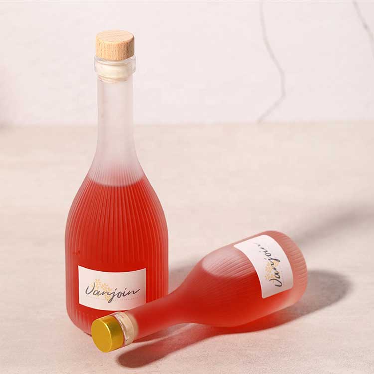 Long neck frosted 250ml glass cork wine bottles from bottles manufacturer