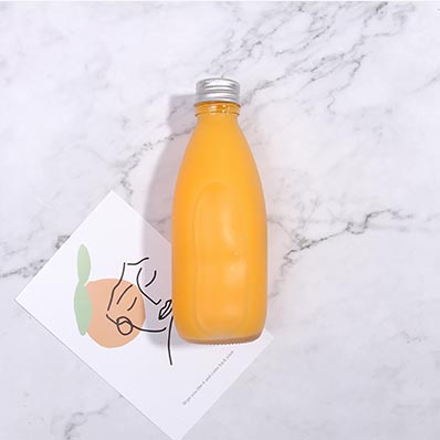 Custom printing cheap cold pressed frosted 500ml glass juice bottles