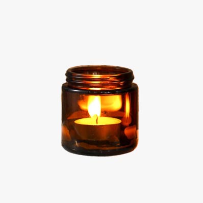Factory direct custom label 100ml glass amber candle jar with lid