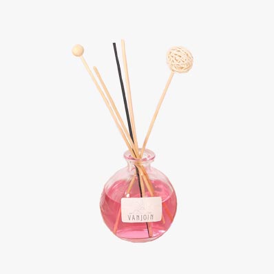 Home decoration clear 260ml spherical glass aroma diffuser bottles with reeds sticks