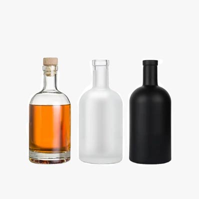 Custom high flint empty clear 750ml glass aspect liquor bottle with cork