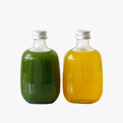 Best fruit bottles reusable 250ml oval flat glass bottle for juicing bulk