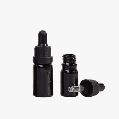 Wholesale 30ml small black glass bottle with pipette for serum