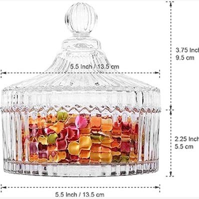 Luxury small 220ml decorative glass candy storage jars with lids for party