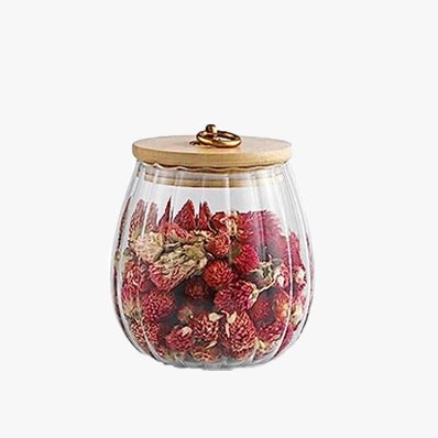 High borosilicate clear 700ml glass cereal jars with airtight wood lids