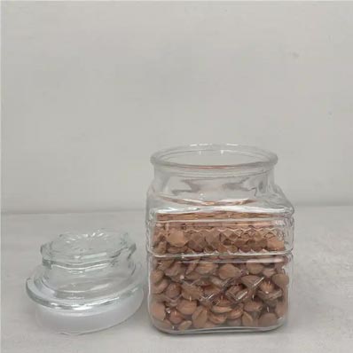 Multifunctional clear square large 1500ml 2000ml glass cookie jars with airtight lids