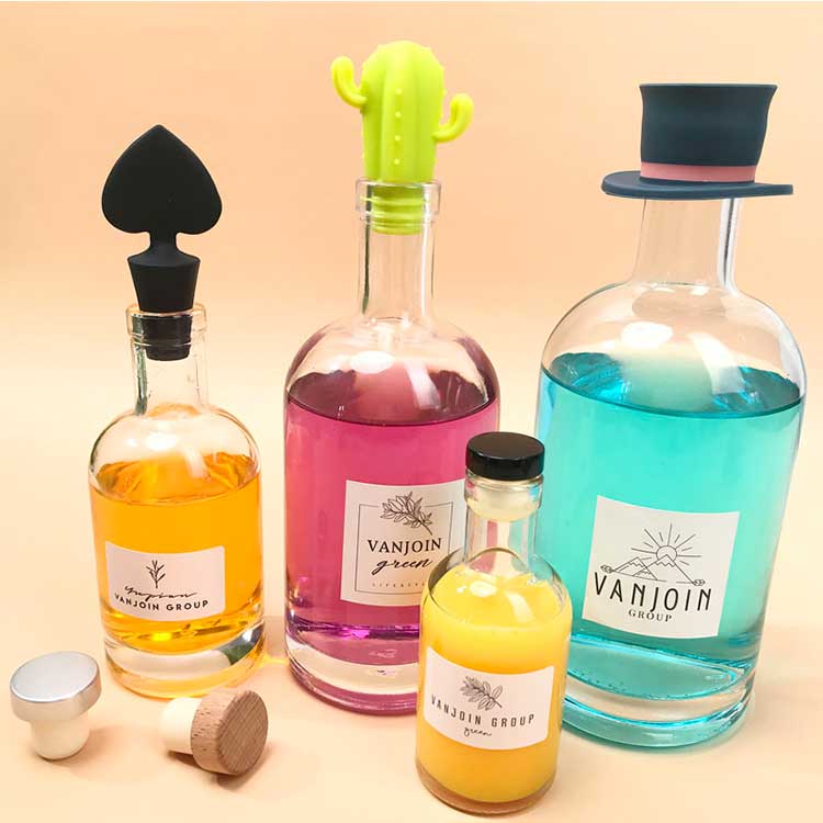 Best price 750ml glass fruit juice bottles with decorative stopper from china supplier