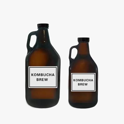 Custom amber 32oz glass growler jugs with metal caps for home brewing/beer