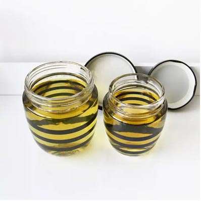 Unique design bee shaped 240ml 400ml glass honey storage jar with screw cap and dipper