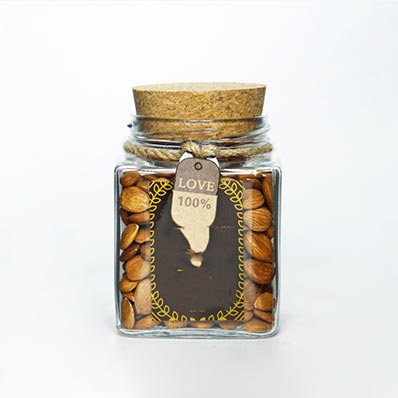 Free sample clear 8oz square glass jar with cork lid for kitchen
