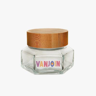 Wholesale clear 45ml small food storage glass jar with wooden lid