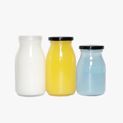 Wholesale 200ml clear small glass milk bottles with metal lids