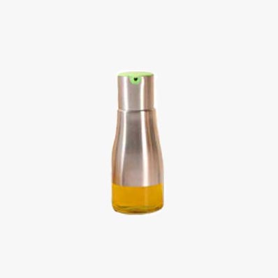 Oil and vinegar container 320ml small glass oil dispenser bottle for kitchen with metal cover