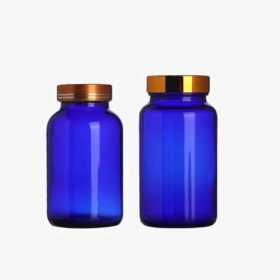 Childproof 120ml cobalt blue glass pharmacy bottles with screw cap