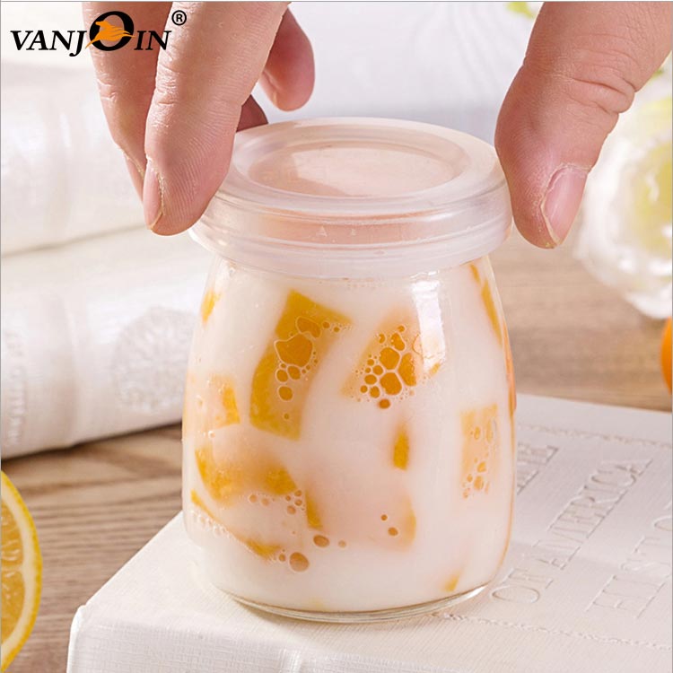 Wholesale clear small 100ml/150ml/200ml glass pudding jars with lids for Yogurt mixing