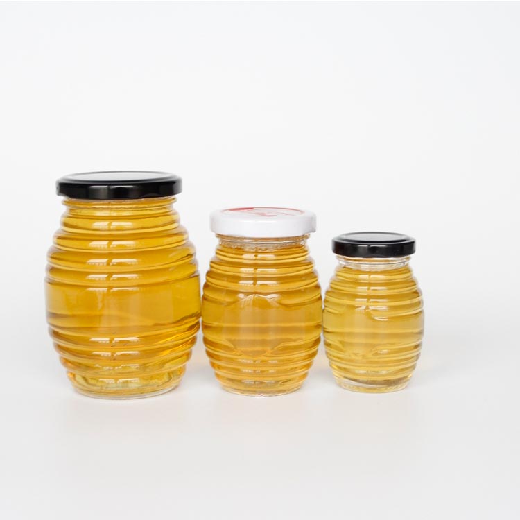 Food grade 16oz glass queenline honey jars with lids from jar supplier
