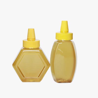 High quality 6oz squeezable hexagon plastic honey bottles with caps