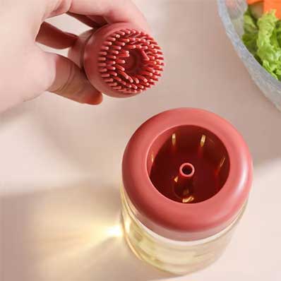 Food grade kitchen silicone dropper measuring olive oil vinegar dispenser glass oil drizzle bottle