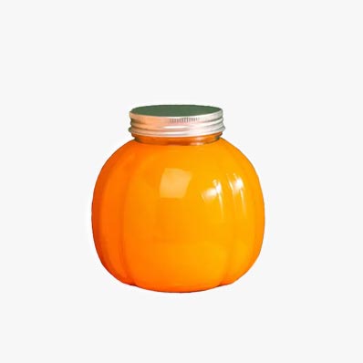 Custom clear pumpkin shape 500ml orange juice plastic bottle with tamper envident cap