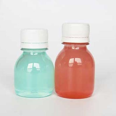 Free sample 60ml clear PET juice bottles with tamper evident caps