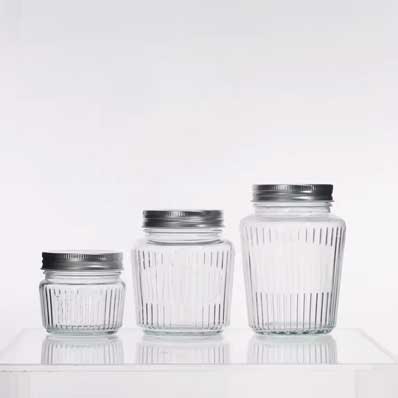 Wholesale wide mouth 500ml small glass pickle storage jars with metal screw lid