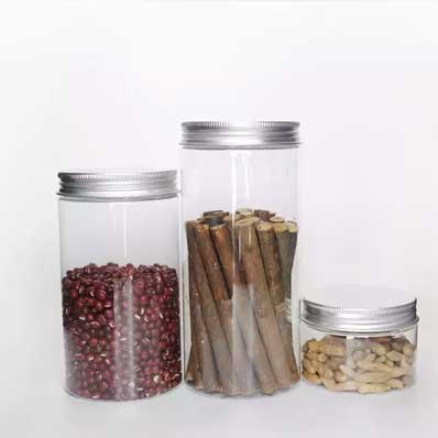 Eco friendly 250ml clear pla food storage jar with metal lid and liner bulk