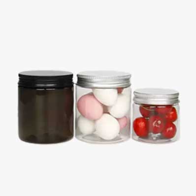 Eco friendly 250ml clear pla food storage jar with metal lid and liner bulk