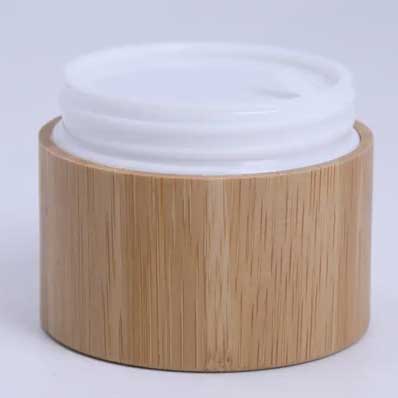 Refillable empty 1oz plastic bamboo cosmetic jar with PP plastic inner