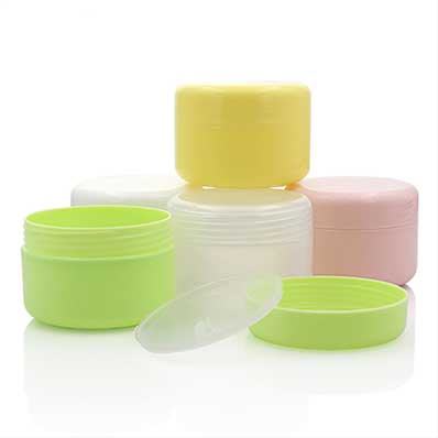 Custom color 4oz plastic beauty jars with dome lids for skincare